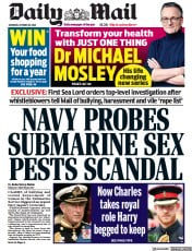 Daily Mail () Newspaper Front Page for 29 October 2022
