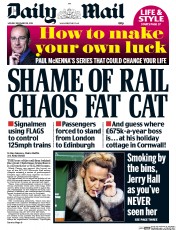 Daily Mail () Newspaper Front Page for 29 December 2014