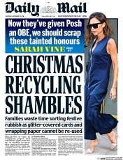 Daily Mail () Newspaper Front Page for 29 December 2016