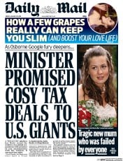 Daily Mail () Newspaper Front Page for 29 January 2016