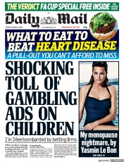 Daily Mail () Newspaper Front Page for 29 January 2018