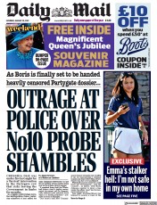 Daily Mail () Newspaper Front Page for 29 January 2022