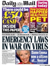 Daily Mail () Newspaper Front Page for 29 February 2020