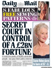 Daily Mail () Newspaper Front Page for 29 April 2013