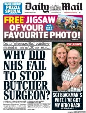 Daily Mail () Newspaper Front Page for 29 April 2017