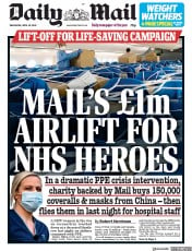 Daily Mail () Newspaper Front Page for 29 April 2020