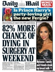 Daily Mail () Newspaper Front Page for 29 May 2013