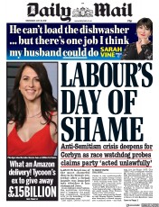 Daily Mail () Newspaper Front Page for 29 May 2019