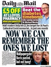 Daily Mail () Newspaper Front Page for 29 May 2021