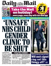 Daily Mail () Newspaper Front Page for 29 July 2022