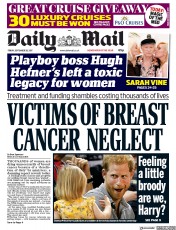 Daily Mail () Newspaper Front Page for 29 September 2017