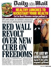 Daily Mail () Newspaper Front Page for 29 September 2020