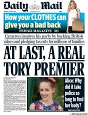 Daily Mail () Newspaper Front Page for 2 October 2014