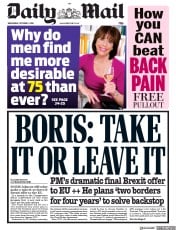 Daily Mail () Newspaper Front Page for 2 October 2019