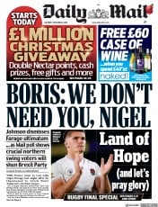 Daily Mail () Newspaper Front Page for 2 November 2019