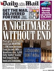 Daily Mail () Newspaper Front Page for 2 November 2020