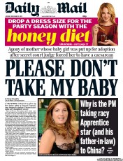 Daily Mail () Newspaper Front Page for 2 December 2013