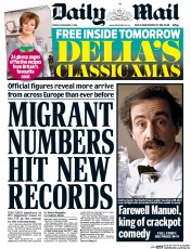Daily Mail () Newspaper Front Page for 2 December 2016
