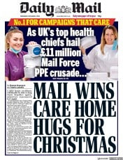 Daily Mail () Newspaper Front Page for 2 December 2020
