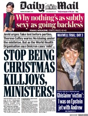 Daily Mail () Newspaper Front Page for 2 December 2021