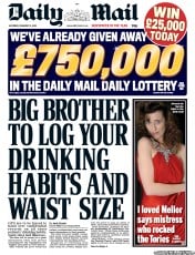 Daily Mail () Newspaper Front Page for 2 February 2013
