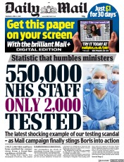 Daily Mail () Newspaper Front Page for 2 April 2020