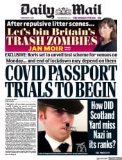 Daily Mail () Newspaper Front Page for 2 April 2021