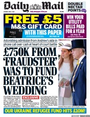 Daily Mail () Newspaper Front Page for 2 April 2022