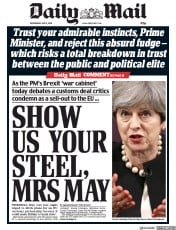 Daily Mail () Newspaper Front Page for 2 May 2018