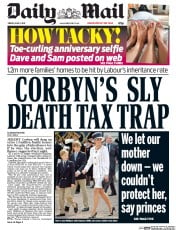 Daily Mail () Newspaper Front Page for 2 June 2017