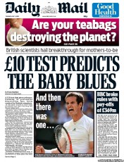 Daily Mail () Newspaper Front Page for 2 July 2013