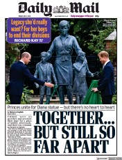 Daily Mail () Newspaper Front Page for 2 July 2021