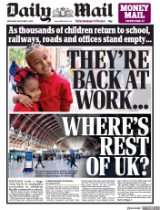 Daily Mail () Newspaper Front Page for 2 September 2020