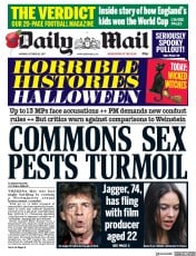 Daily Mail () Newspaper Front Page for 30 October 2017