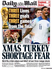 Daily Mail () Newspaper Front Page for 30 November 2022