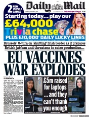 Daily Mail () Newspaper Front Page for 30 January 2021