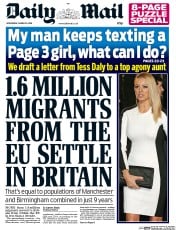 Daily Mail () Newspaper Front Page for 30 March 2016