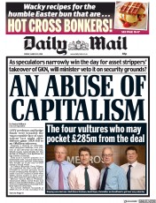 Daily Mail () Newspaper Front Page for 30 March 2018