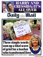 Daily Mail () Newspaper Front Page for 30 April 2014