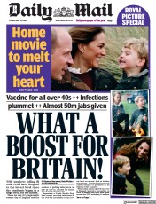 Daily Mail () Newspaper Front Page for 30 April 2021