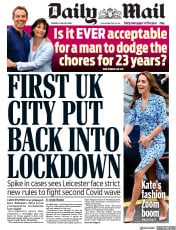 Daily Mail () Newspaper Front Page for 30 June 2020