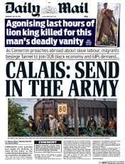 Daily Mail () Newspaper Front Page for 30 July 2015