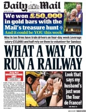 Daily Mail () Newspaper Front Page for 30 July 2018