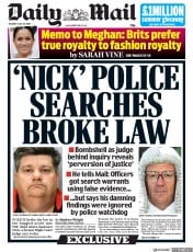 Daily Mail () Newspaper Front Page for 30 July 2019