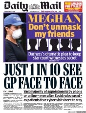Daily Mail () Newspaper Front Page for 30 July 2020
