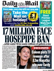 Daily Mail () Newspaper Front Page for 30 July 2022
