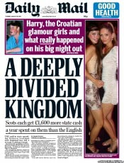 Daily Mail () Newspaper Front Page for 30 August 2011