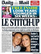 Daily Mail () Newspaper Front Page for 30 August 2016