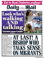Daily Mail () Newspaper Front Page for 30 September 2016