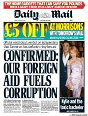 Daily Mail () Newspaper Front Page for 31 October 2014